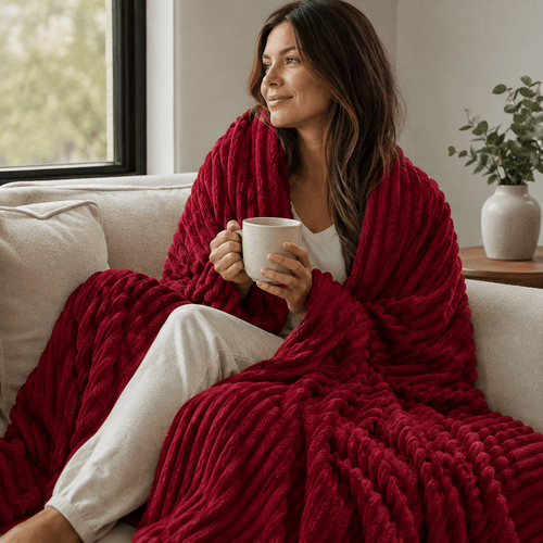 Coral Velvet Thick Throw - Home Winter & Autumn Warmth