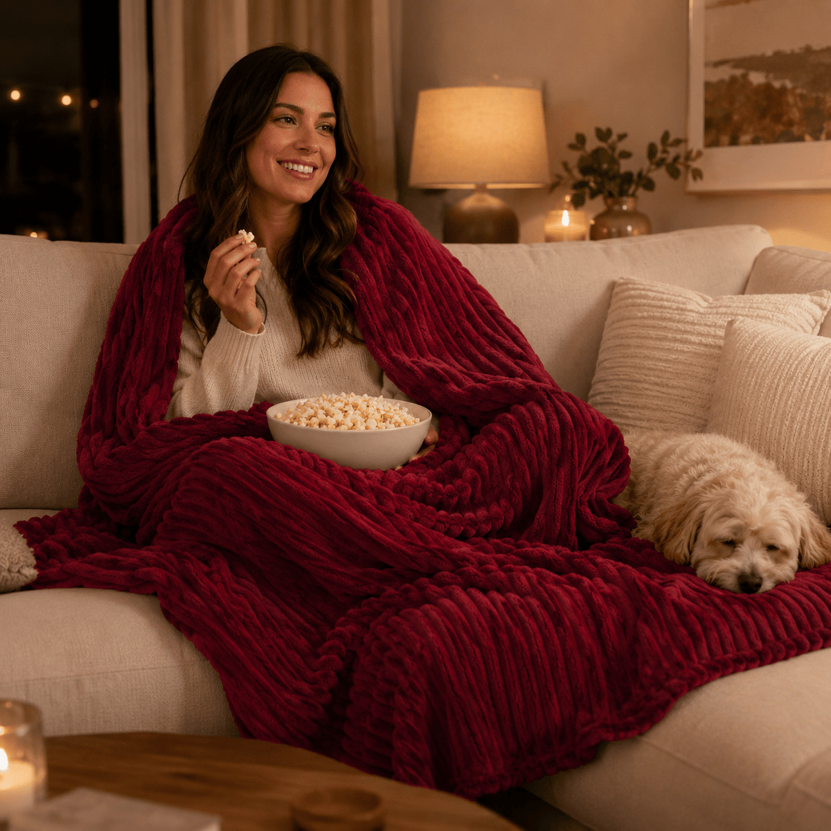 Coral Velvet Thick Throw - Home Winter & Autumn Warmth