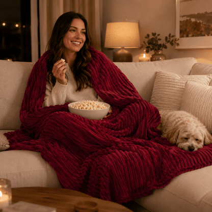 Coral Velvet Thick Throw - Home Winter & Autumn Warmth