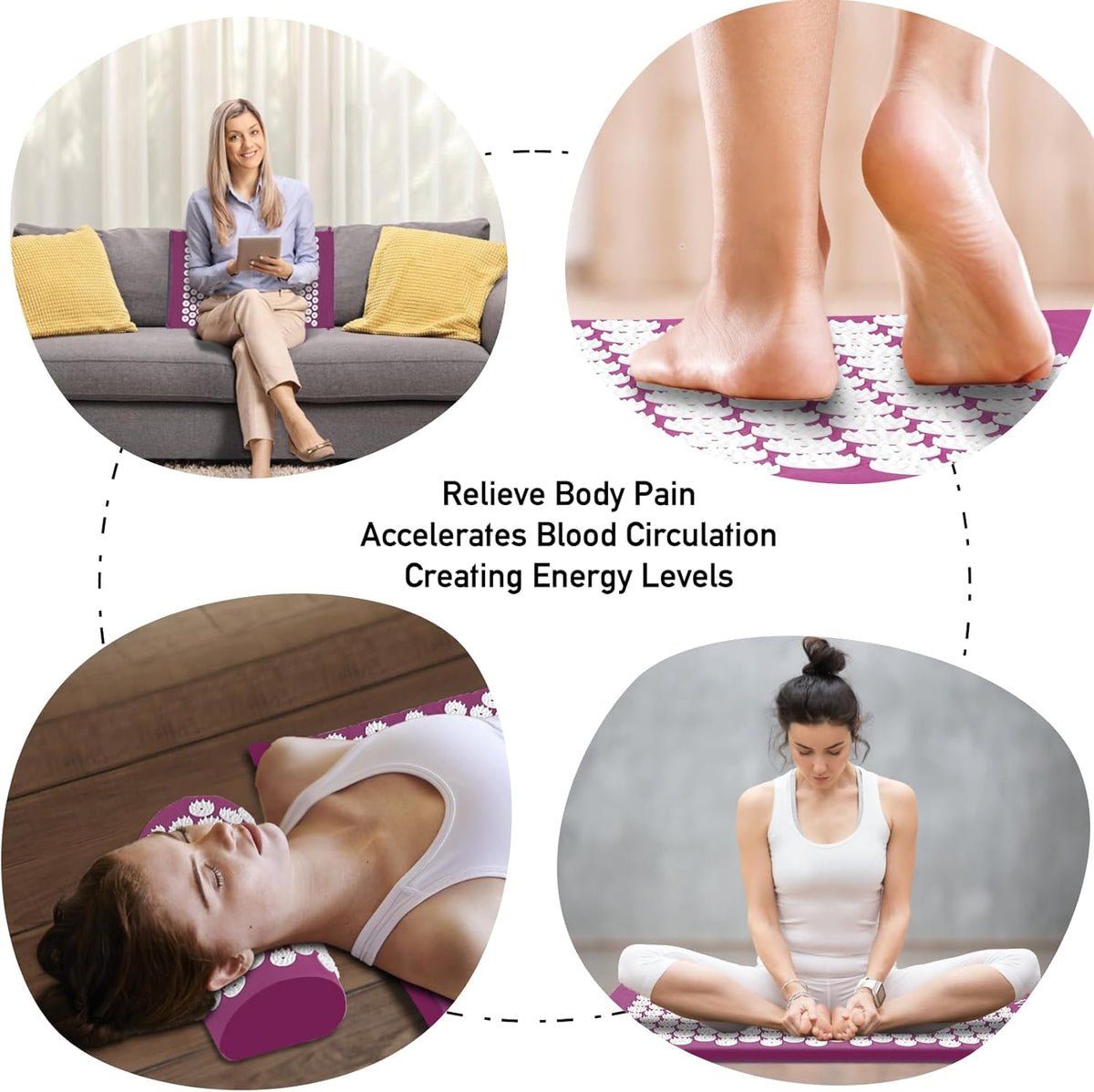 Set Tapis d'Acupression et Oreiller — Soulagement du Dos et Réduction du Stress