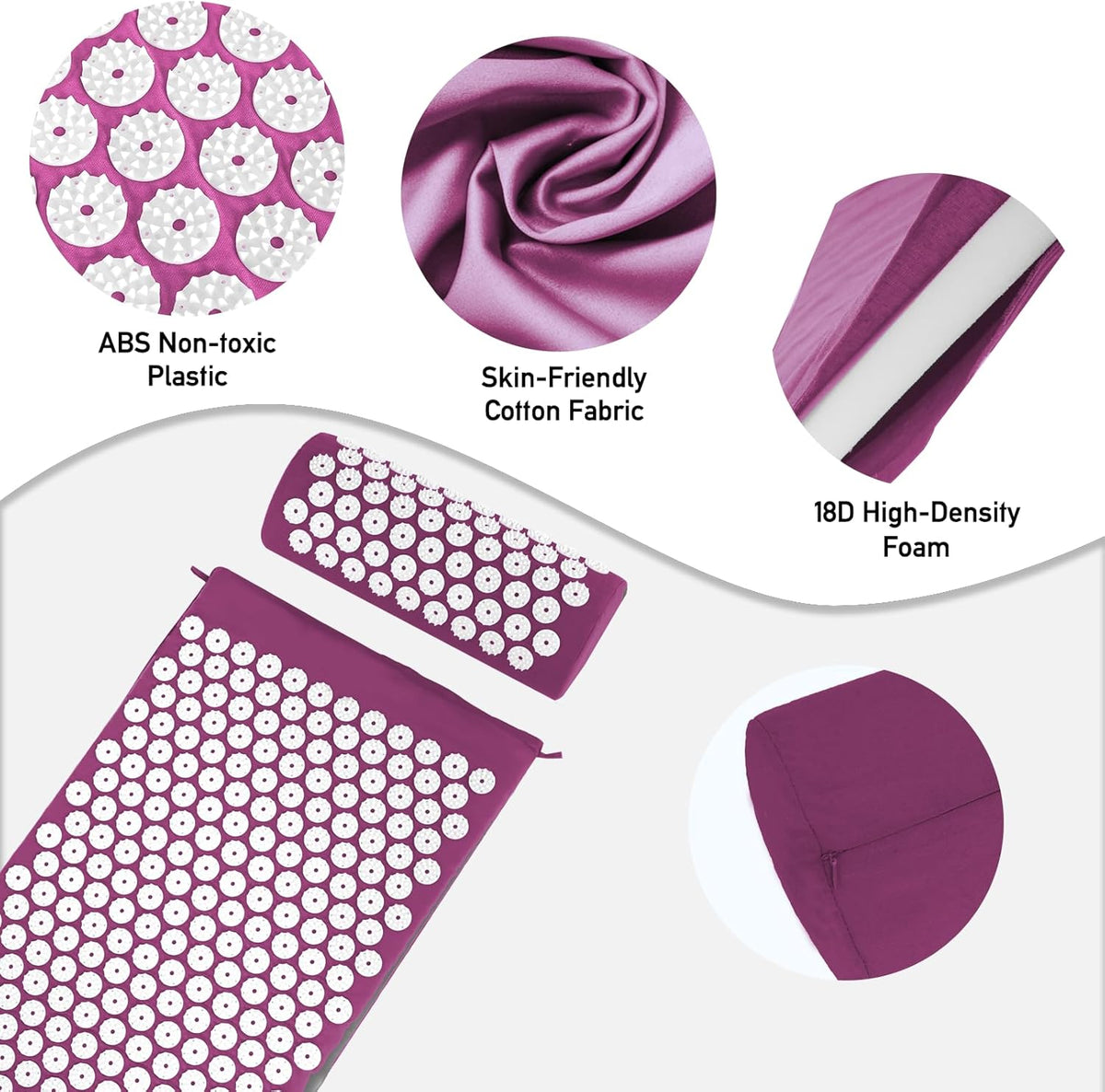 Set Tapis d'Acupression et Oreiller — Soulagement du Dos et Réduction du Stress