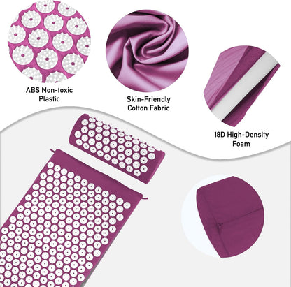 Set Tapis d'Acupression et Oreiller — Soulagement du Dos et Réduction du Stress