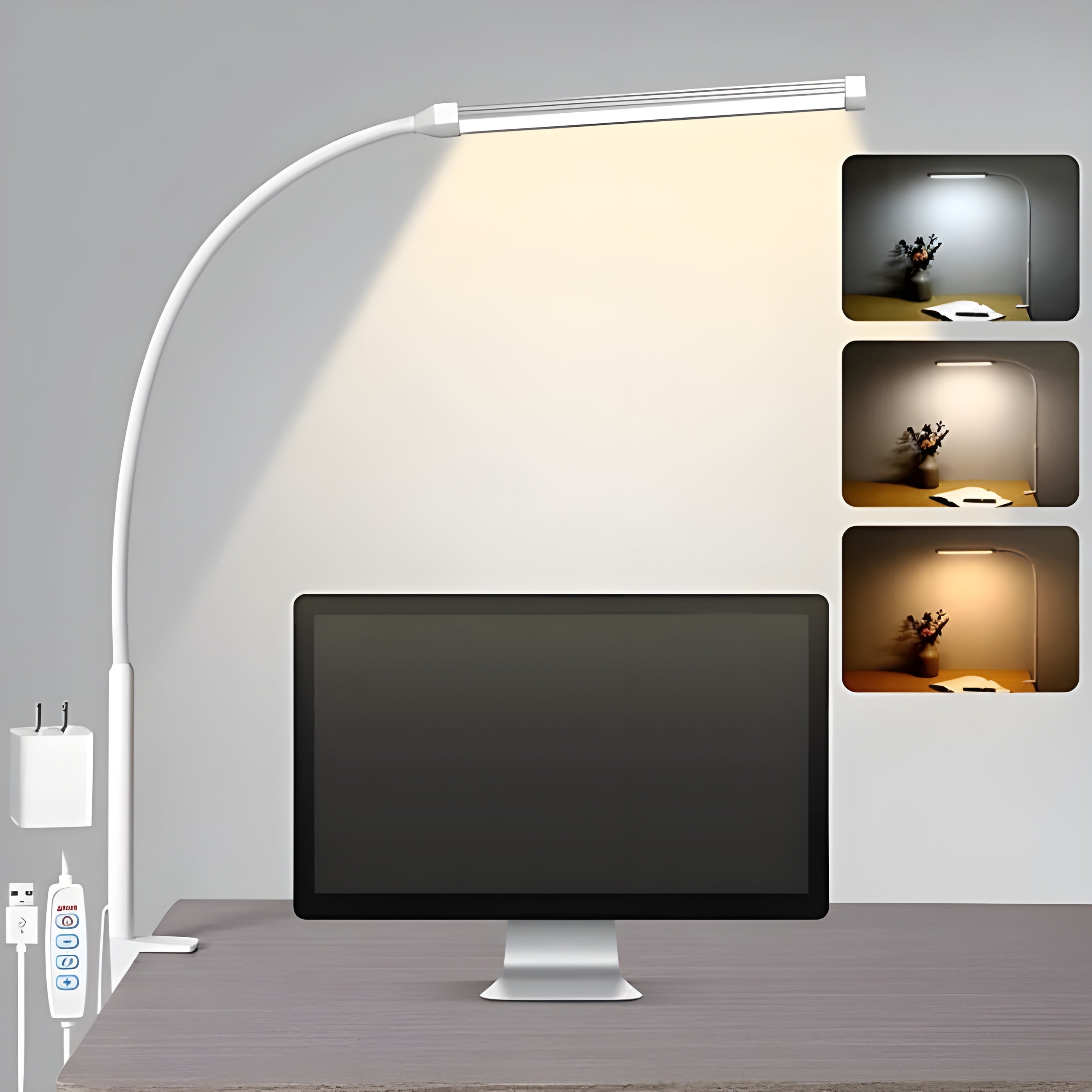 OptiBright Lampe Bureau Clip Flexible Anti-Fatigue | LED Noir Yeux Protégés