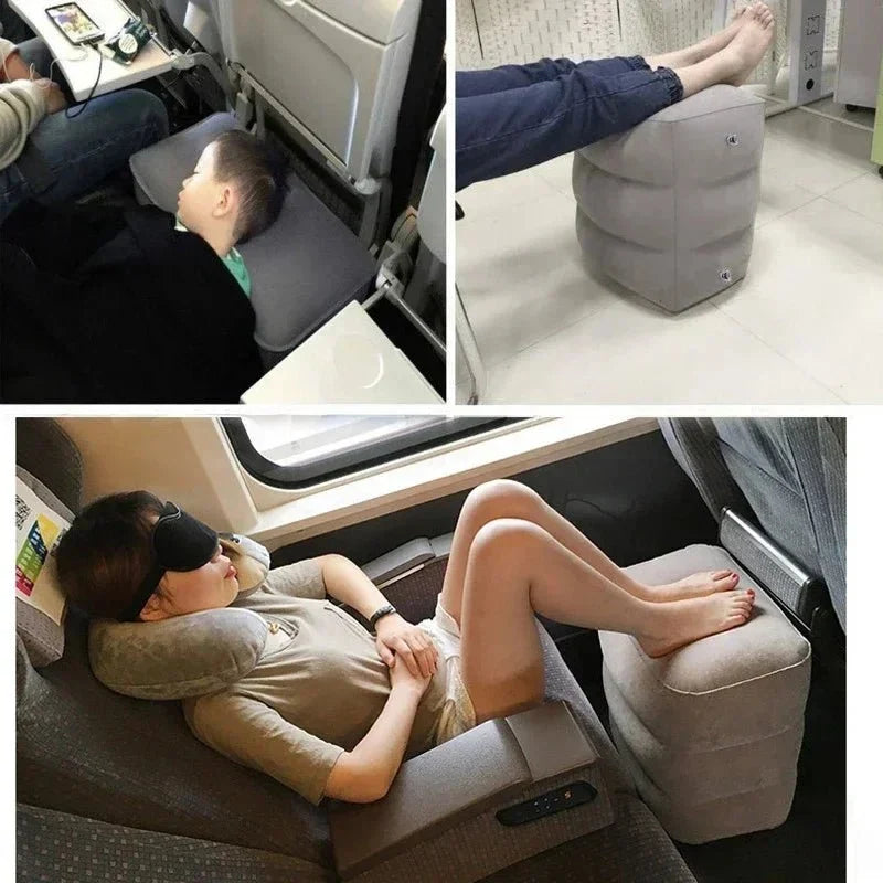 Inflatable 3-Layer Footrest - Plane, Car & Bus Travel Comfort
