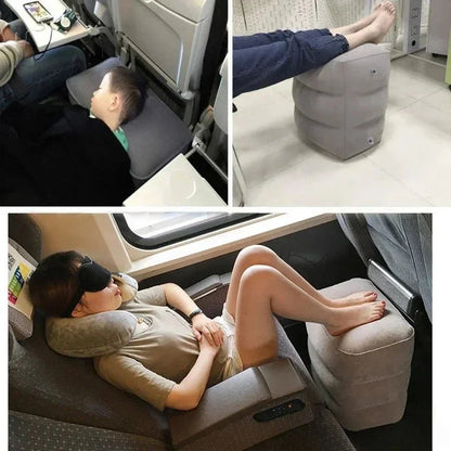 Inflatable 3-Layer Footrest - Plane, Car & Bus Travel Comfort