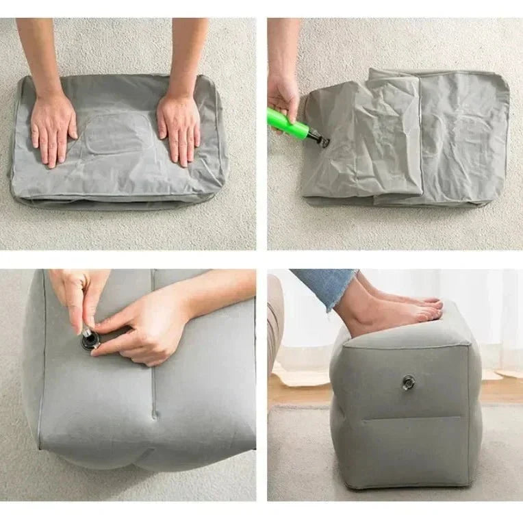 Inflatable 3-Layer Footrest - Plane, Car & Bus Travel Comfort