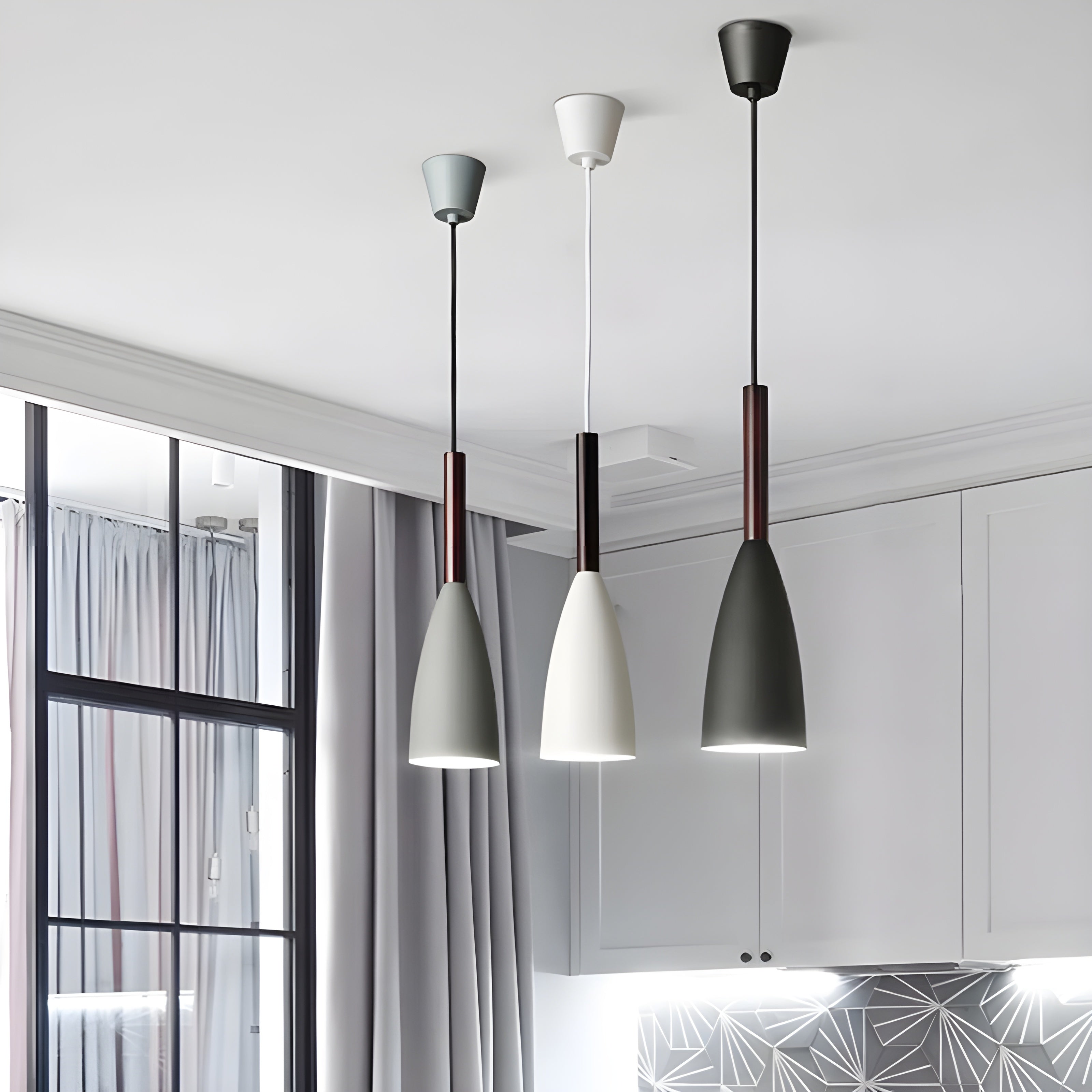 Suspension Scandinave Hauteur Réglable | Cuisine et Chambre Blanc ou Gris