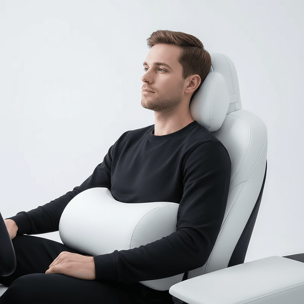 Premium Plush Car Headrest & Lumbar Support Set - Driver Comfort