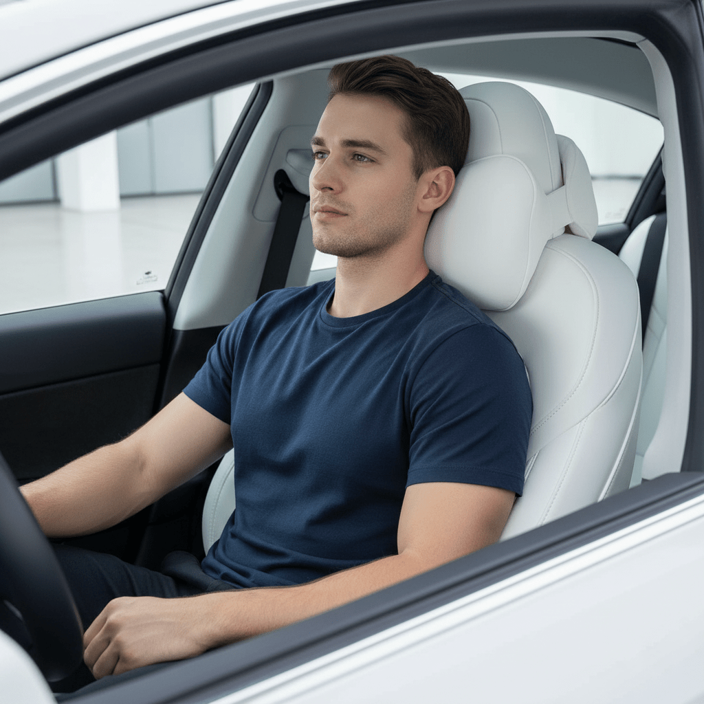 Premium Plush Car Headrest & Lumbar Support Set - Driver Comfort