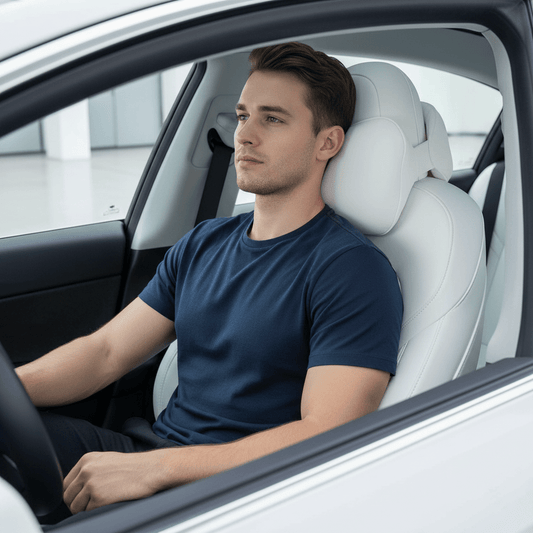 Premium Plush Car Headrest & Lumbar Support Set - Driver Comfort