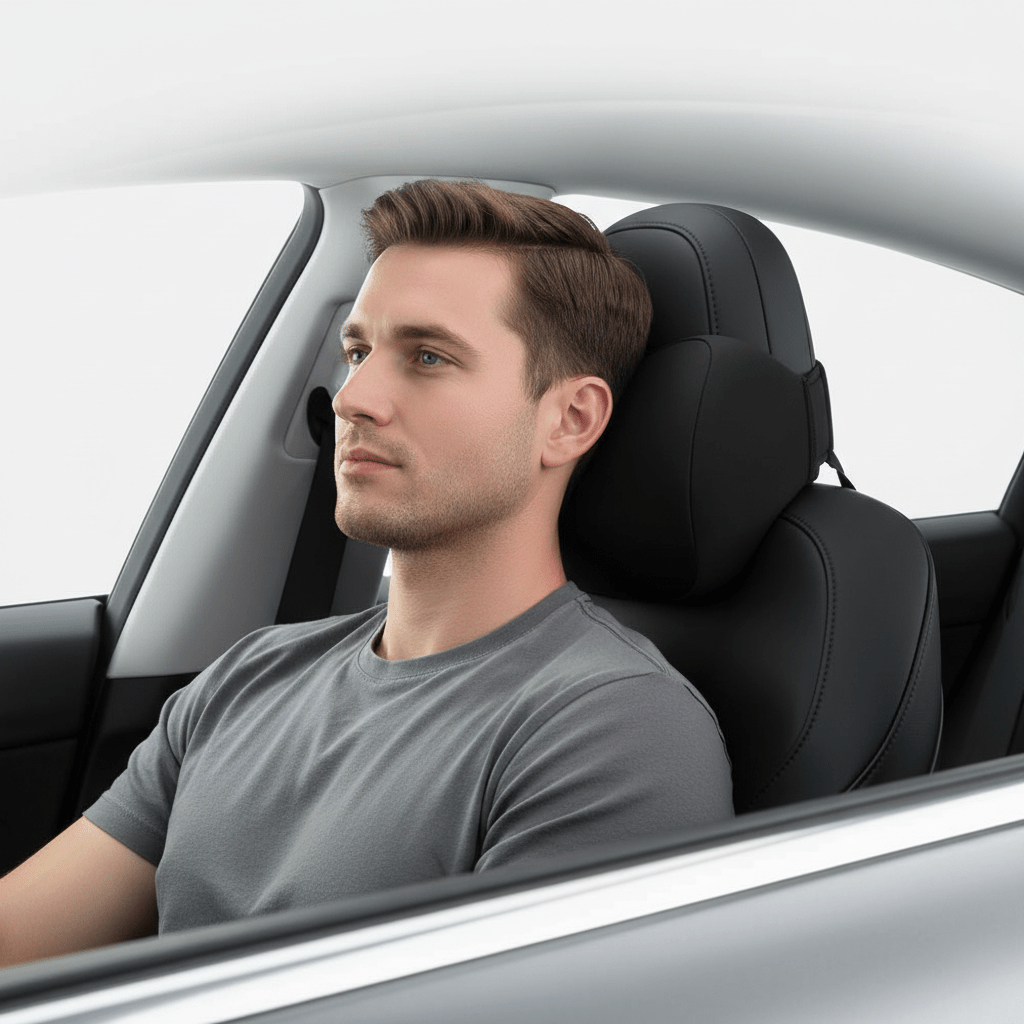 Premium Plush Car Headrest & Lumbar Support Set - Driver Comfort