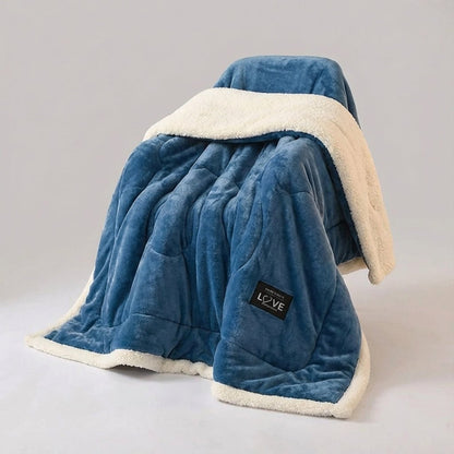 Thick Winter Blanket Set - Reversible Dual-Face Plush Comfort