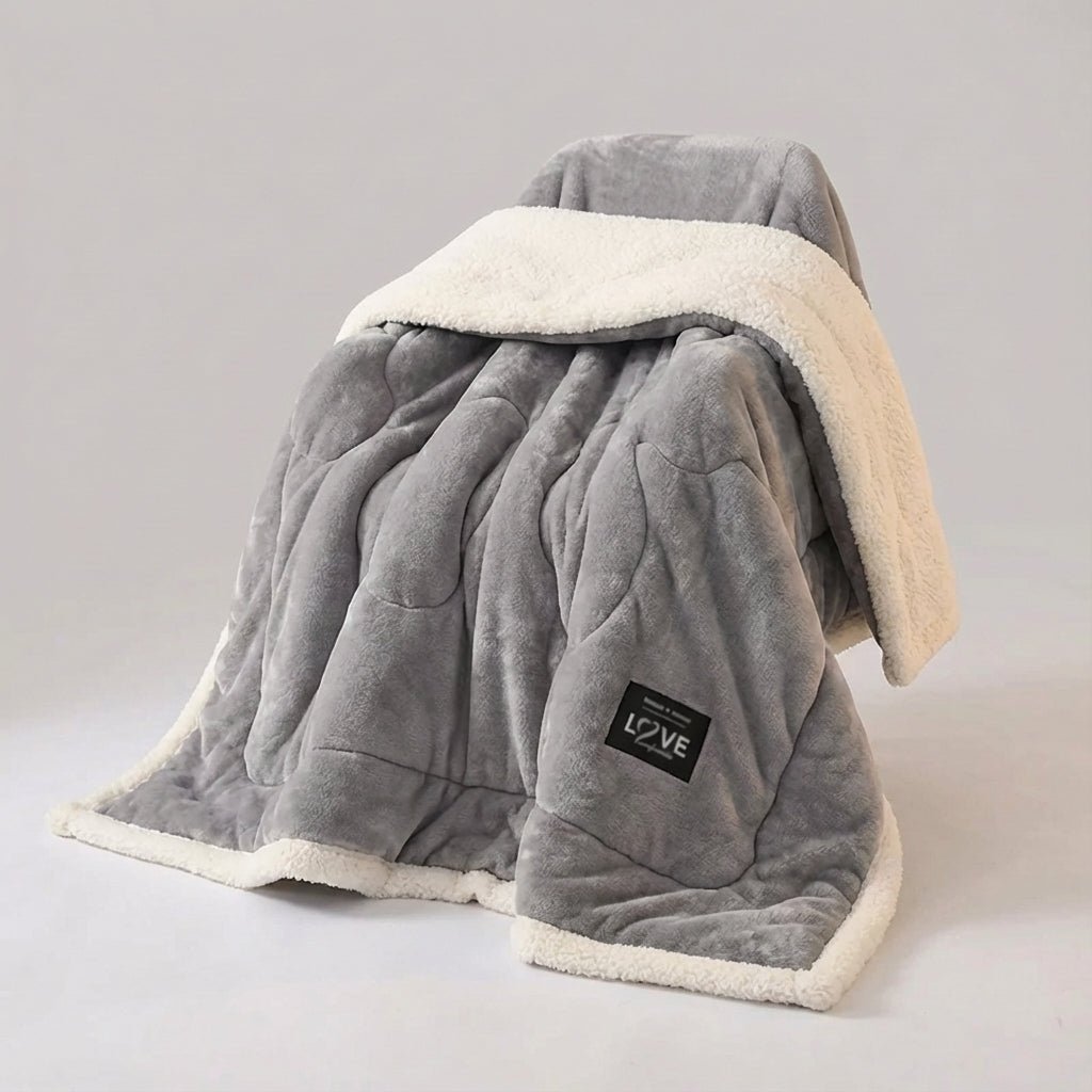 Thick Winter Blanket Set - Reversible Dual-Face Plush Comfort