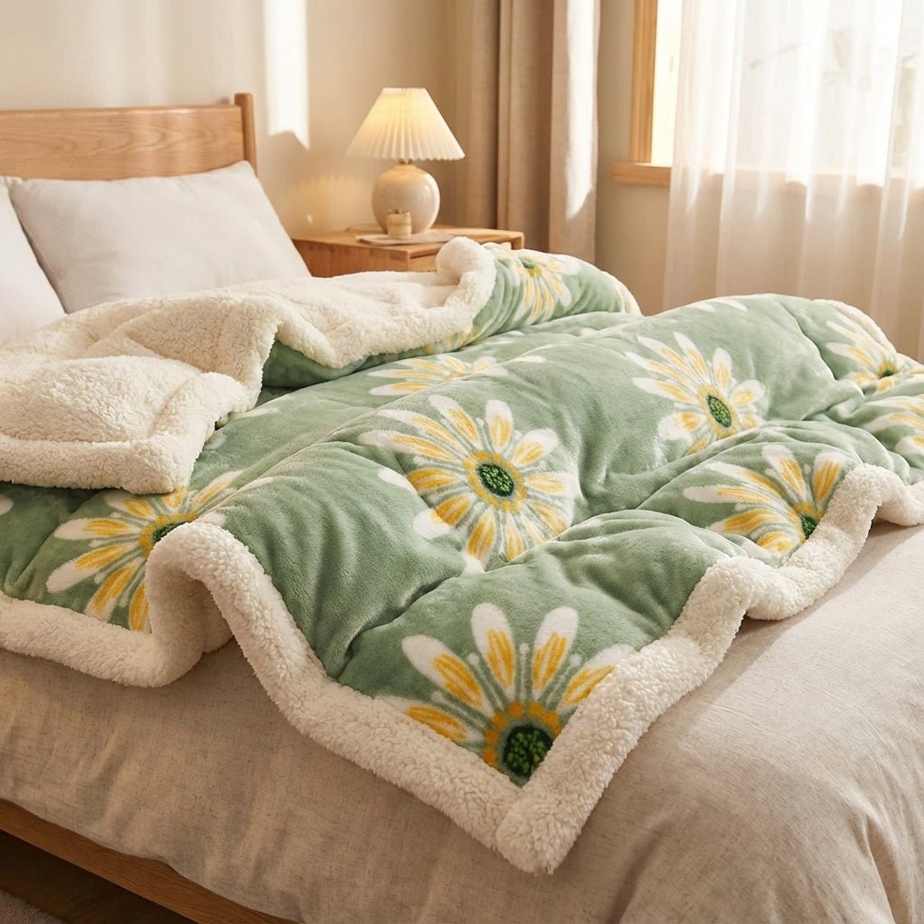 Thick Winter Blanket Set - Reversible Dual-Face Plush Comfort