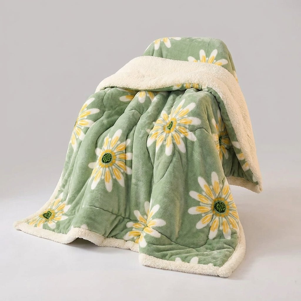 Thick Winter Blanket Set - Reversible Dual-Face Plush Comfort