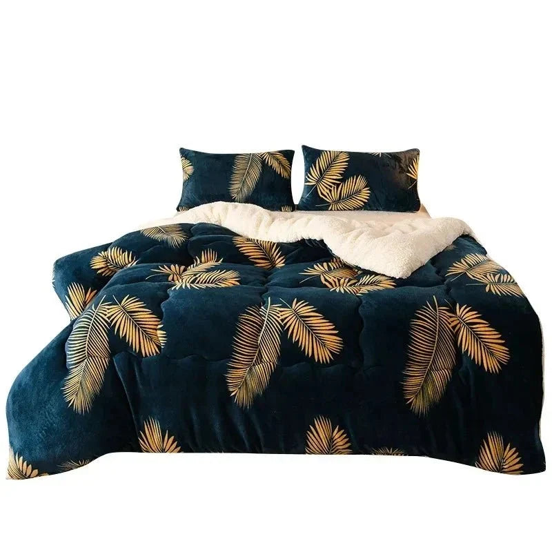 Thick Winter Blanket Set - Reversible Dual-Face Plush Comfort