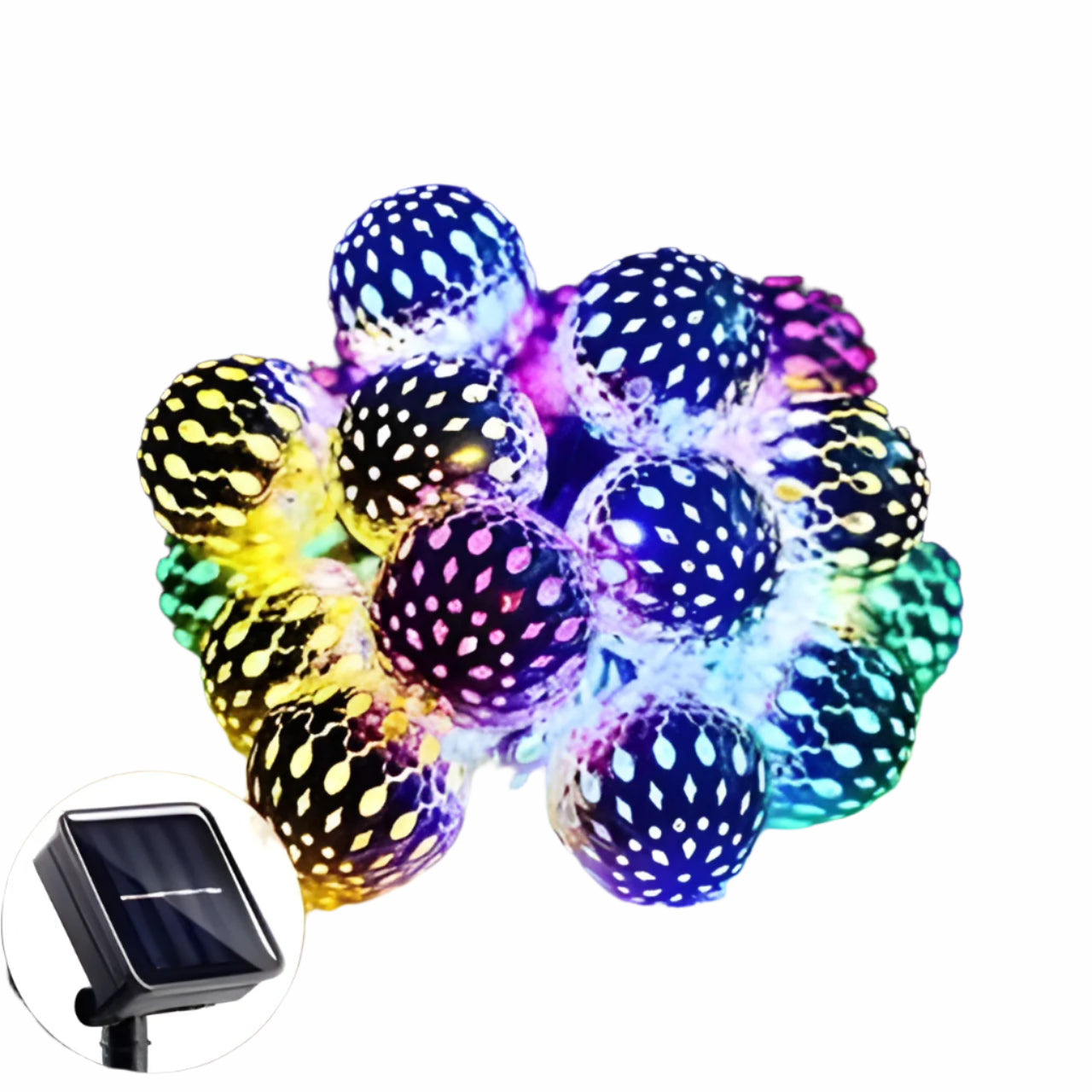 Guirlande Solaire Boules Marocaines LED | Jardin et Balcon 5M 20 LEDs Colorées