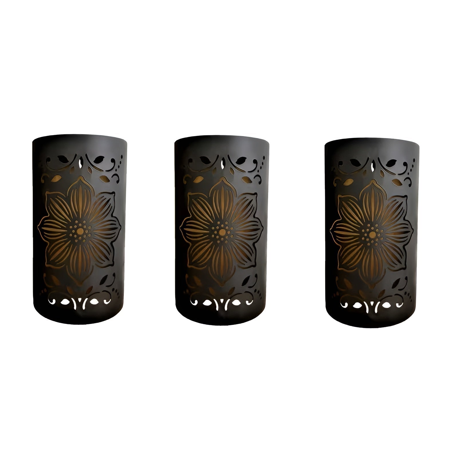 Applique Solaire Motif Floral Noir | Décoration Résistante Jardin et Terrasse