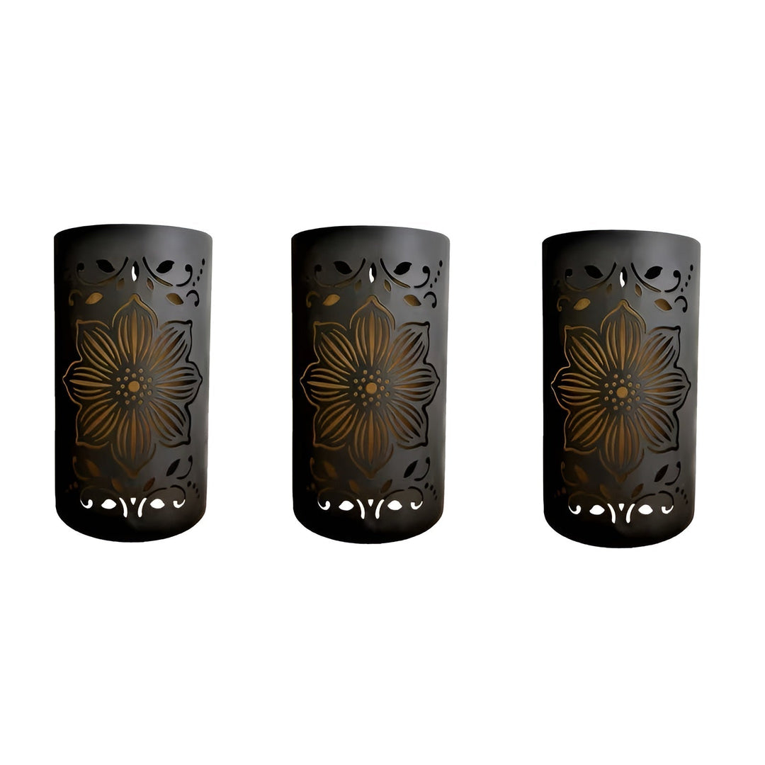 Applique Solaire Motif Floral Noir | Décoration Résistante Jardin et Terrasse