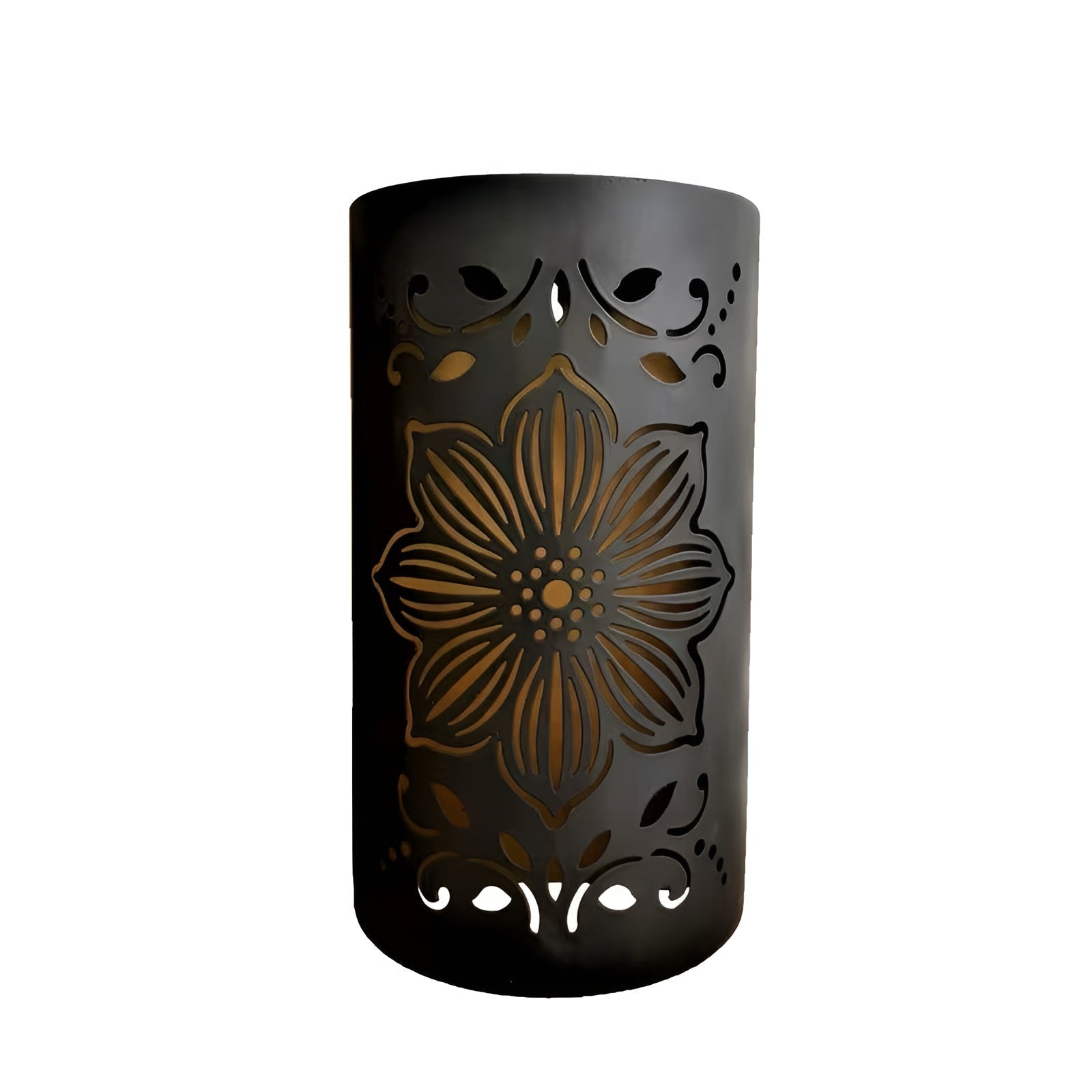Applique Solaire Motif Floral Noir | Décoration Résistante Jardin et Terrasse