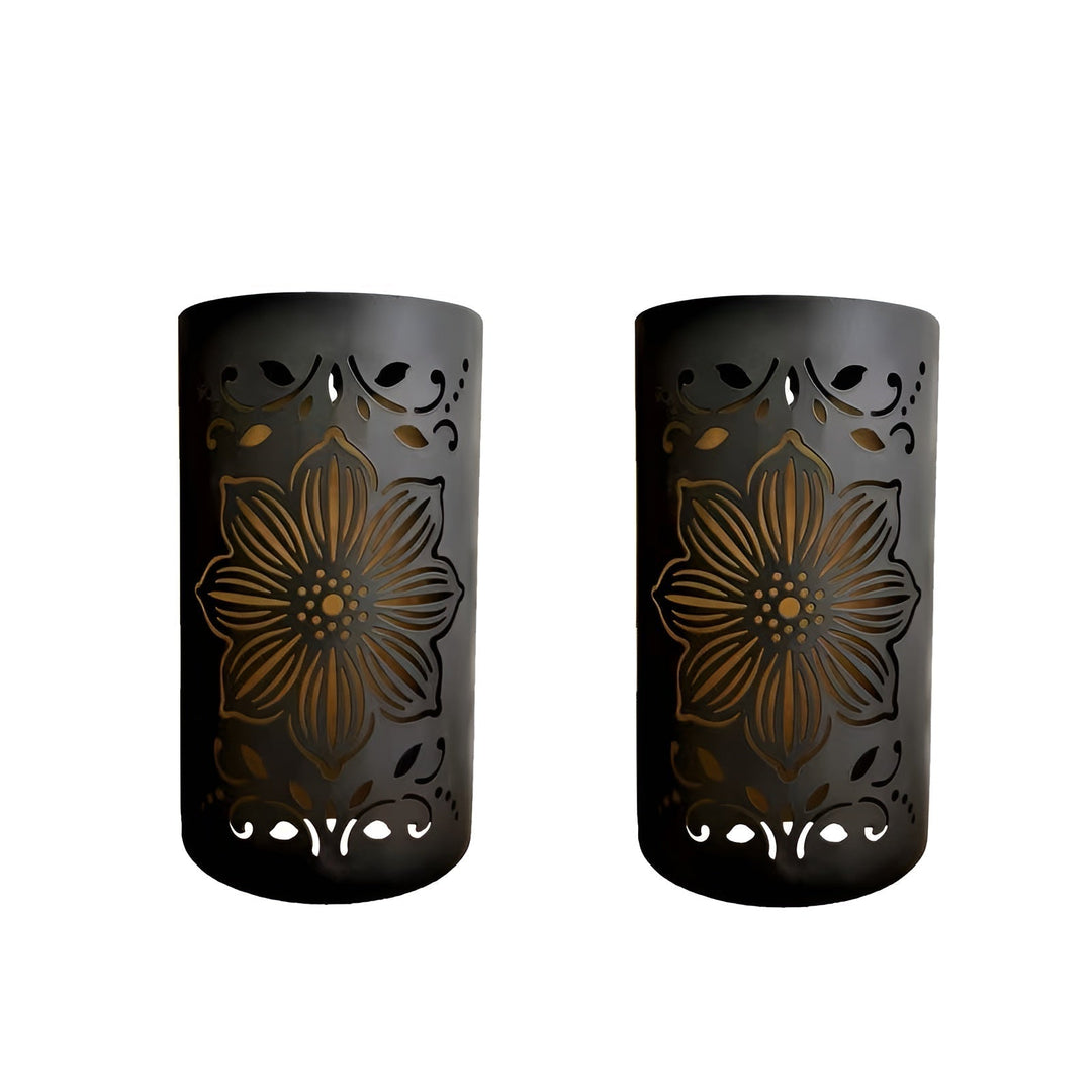 Applique Solaire Motif Floral Noir | Décoration Résistante Jardin et Terrasse