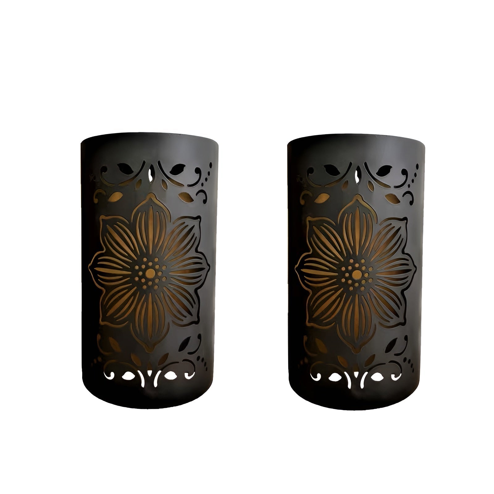 Applique Solaire Motif Floral Noir | Décoration Résistante Jardin et Terrasse