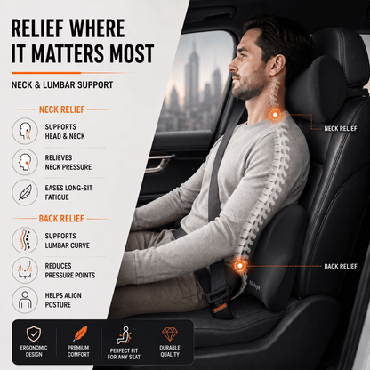 Cervical & Lumbar Car Support - Memory Foam Ergonomic Set