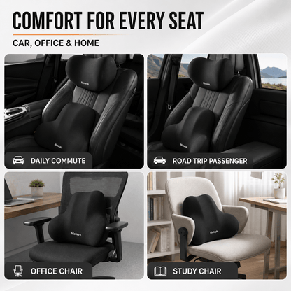 Cervical & Lumbar Car Support - Memory Foam Ergonomic Set