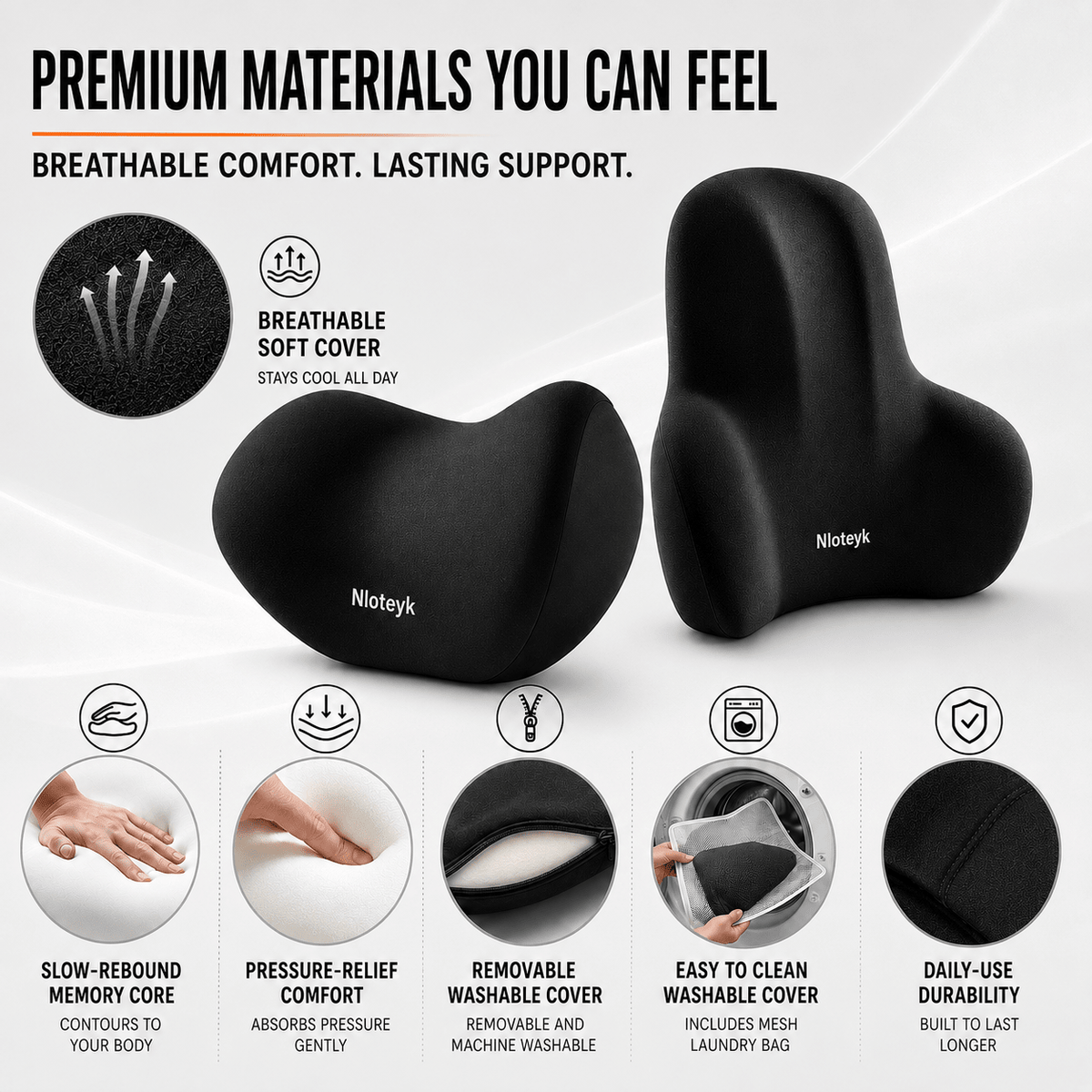 Cervical & Lumbar Car Support - Memory Foam Ergonomic Set