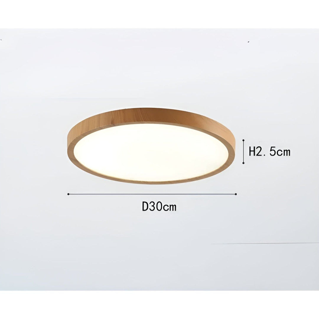 GrainGlow Plafonnier Bois Ultra Mince Moderne | Noyer D30cm ou D45cm Minimaliste