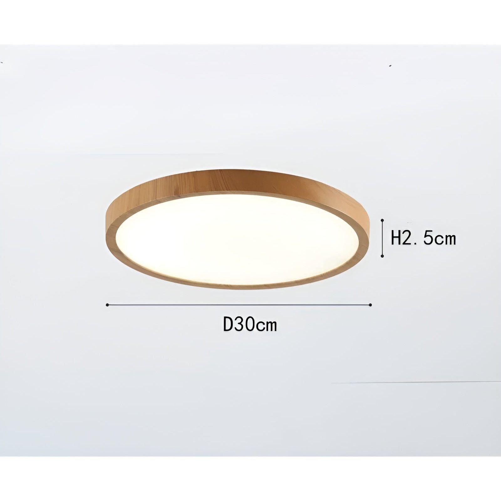 GrainGlow Plafonnier Bois Ultra Mince Moderne | Noyer D30cm ou D45cm Minimaliste