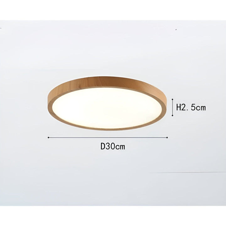 GrainGlow Plafonnier Bois Ultra Mince Moderne | Noyer D30cm ou D45cm Minimaliste
