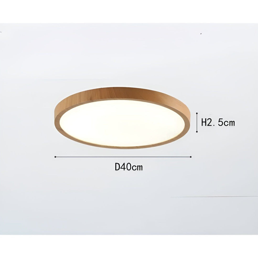 GrainGlow Plafonnier Bois Ultra Mince Moderne | Noyer D30cm ou D45cm Minimaliste
