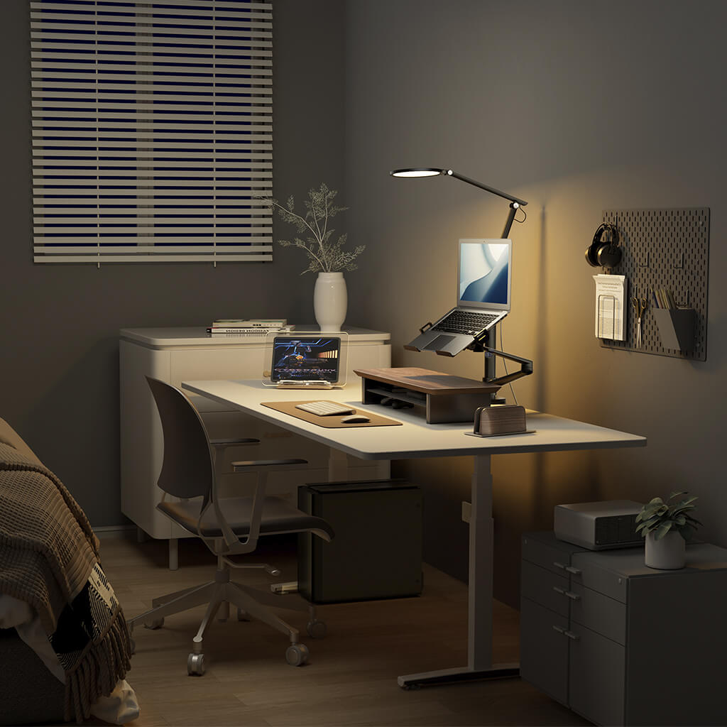 Rehausse-Écran Étagère de Bureau en Noyer — Ergonomie et Rangement