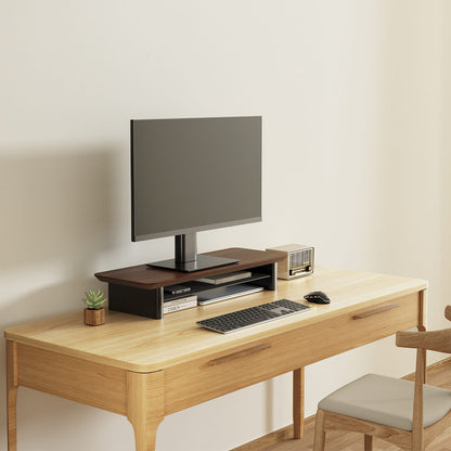 Rehausse-Écran Étagère de Bureau en Noyer — Ergonomie et Rangement