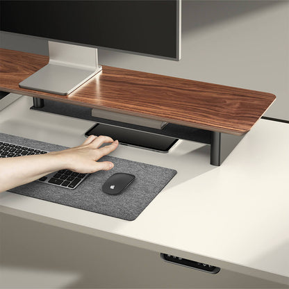 Rehausse-Écran Étagère de Bureau en Noyer — Ergonomie et Rangement
