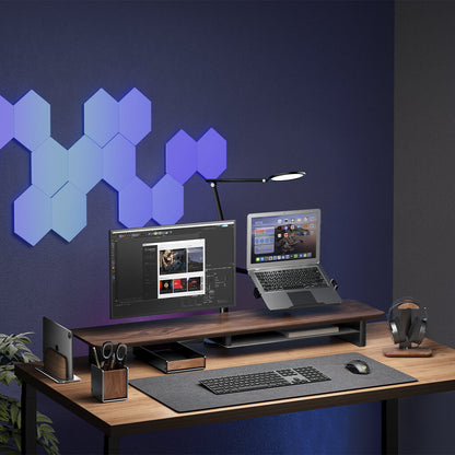 Rehausse-Écran Étagère de Bureau en Noyer — Ergonomie et Rangement