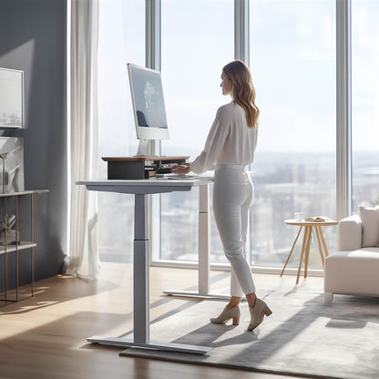 Rehausse-Écran Étagère de Bureau en Noyer — Ergonomie et Rangement
