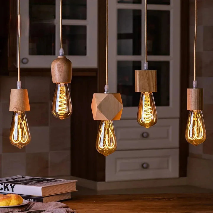 WoodGlow Suspension Bois Italien Qualité Commerciale | Ovale ou Ronde Carrée